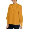 imageLYANER Womens Elegant Bow Tie Mock Neck Bow Knot Long Sleeve Work Office Satin Blouse Silk Shirt TopGinger