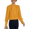 imageLYANER Womens Elegant Bow Tie Mock Neck Bow Knot Long Sleeve Work Office Satin Blouse Silk Shirt TopGinger
