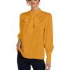 imageLYANER Womens Elegant Bow Tie Mock Neck Bow Knot Long Sleeve Work Office Satin Blouse Silk Shirt TopGinger