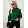 imageLYANER Womens Elegant Bow Tie Mock Neck Bow Knot Long Sleeve Work Office Satin Blouse Silk Shirt TopGreen