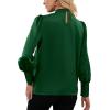 imageLYANER Womens Elegant Bow Tie Mock Neck Bow Knot Long Sleeve Work Office Satin Blouse Silk Shirt TopGreen