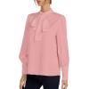 imageLYANER Womens Elegant Bow Tie Mock Neck Bow Knot Long Sleeve Work Office Satin Blouse Silk Shirt TopPink