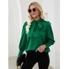 imageLYANER Womens Elegant Bow Tie Mock Neck Bow Knot Long Sleeve Work Office Satin Blouse Silk Shirt TopPure Green