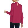 imageLYANER Womens Elegant Bow Tie Mock Neck Bow Knot Long Sleeve Work Office Satin Blouse Silk Shirt TopRose