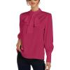 imageLYANER Womens Elegant Bow Tie Mock Neck Bow Knot Long Sleeve Work Office Satin Blouse Silk Shirt TopRose