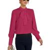 imageLYANER Womens Elegant Bow Tie Mock Neck Bow Knot Long Sleeve Work Office Satin Blouse Silk Shirt TopRose