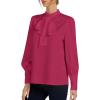 imageLYANER Womens Elegant Bow Tie Mock Neck Bow Knot Long Sleeve Work Office Satin Blouse Silk Shirt TopRose