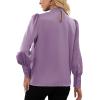 imageLYANER Womens Elegant Bow Tie Mock Neck Bow Knot Long Sleeve Work Office Satin Blouse Silk Shirt TopViolet