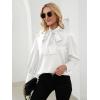 imageLYANER Womens Elegant Bow Tie Mock Neck Bow Knot Long Sleeve Work Office Satin Blouse Silk Shirt TopWhite
