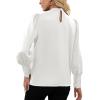 imageLYANER Womens Elegant Bow Tie Mock Neck Bow Knot Long Sleeve Work Office Satin Blouse Silk Shirt TopWhite