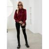 imageLYANER Womens Elegant Bow Tie Mock Neck Bow Knot Long Sleeve Work Office Satin Blouse Silk Shirt TopWine Red