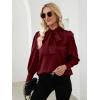 imageLYANER Womens Elegant Bow Tie Mock Neck Bow Knot Long Sleeve Work Office Satin Blouse Silk Shirt TopWine Red