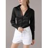 imageLYANER Womens Satin Silky Collar Buttons Down Long Sleeve Work Blouse Shirt TopsBlack