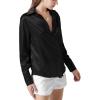 imageLYANER Womens Satin Silky Collar Buttons Down Long Sleeve Work Blouse Shirt TopsBlack