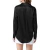imageLYANER Womens Satin Silky Collar Buttons Down Long Sleeve Work Blouse Shirt TopsBlack