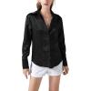 imageLYANER Womens Satin Silky Collar Buttons Down Long Sleeve Work Blouse Shirt TopsBlack