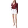 imageLYANER Womens Satin Silky Collar Buttons Down Long Sleeve Work Blouse Shirt TopsBurgundy