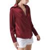 imageLYANER Womens Satin Silky Collar Buttons Down Long Sleeve Work Blouse Shirt TopsBurgundy