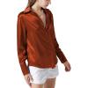 imageLYANER Womens Satin Silky Collar Buttons Down Long Sleeve Work Blouse Shirt TopsBurnt Orange