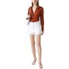 imageLYANER Womens Satin Silky Collar Buttons Down Long Sleeve Work Blouse Shirt TopsBurnt Orange