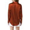 imageLYANER Womens Satin Silky Collar Buttons Down Long Sleeve Work Blouse Shirt TopsBurnt Orange