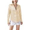 imageLYANER Womens Satin Silky Collar Buttons Down Long Sleeve Work Blouse Shirt TopsChampagne