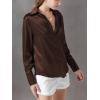 imageLYANER Womens Satin Silky Collar Buttons Down Long Sleeve Work Blouse Shirt TopsCoffee