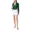 imageLYANER Womens Satin Silky Collar Buttons Down Long Sleeve Work Blouse Shirt TopsDark Green