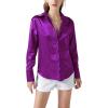 imageLYANER Womens Satin Silky Collar Buttons Down Long Sleeve Work Blouse Shirt TopsDeep Purple