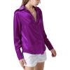imageLYANER Womens Satin Silky Collar Buttons Down Long Sleeve Work Blouse Shirt TopsDeep Purple