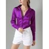 imageLYANER Womens Satin Silky Collar Buttons Down Long Sleeve Work Blouse Shirt TopsDeep Purple