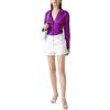 imageLYANER Womens Satin Silky Collar Buttons Down Long Sleeve Work Blouse Shirt TopsDeep Purple