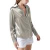 imageLYANER Womens Satin Silky Collar Buttons Down Long Sleeve Work Blouse Shirt TopsGrey