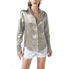 imageLYANER Womens Satin Silky Collar Buttons Down Long Sleeve Work Blouse Shirt TopsGrey