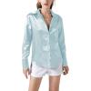 imageLYANER Womens Satin Silky Collar Buttons Down Long Sleeve Work Blouse Shirt TopsLight Blue
