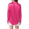 imageLYANER Womens Satin Silky Collar Buttons Down Long Sleeve Work Blouse Shirt TopsRose