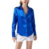 imageLYANER Womens Satin Silky Collar Buttons Down Long Sleeve Work Blouse Shirt TopsRoyal Blue