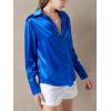 imageLYANER Womens Satin Silky Collar Buttons Down Long Sleeve Work Blouse Shirt TopsRoyal Blue