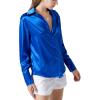 imageLYANER Womens Satin Silky Collar Buttons Down Long Sleeve Work Blouse Shirt TopsRoyal Blue