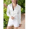 imageLYANER Womens Satin Silky Collar Buttons Down Long Sleeve Work Blouse Shirt TopsWhite