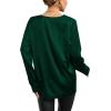 imageLYANER Womens Satin Silky Deep V Neck Long Sleeve Work Elegant Blouse TopDark Green