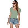 imageLYANER Womens Square Neck Shirred Eyelet Embroidered Puff Short Sleeve Ruffle Trim Blouse Crop TopLight Green