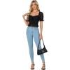 imageLYANER Womens Sweetheart Neck Self Tie Knot Ruched Mesh Short Sleeve Blouse Shirt Crop TopBlack