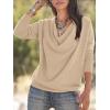 imageLYANER Womens Draped Cowl Neck Long Sleeve Tunic Blouse TopBeige