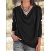 imageLYANER Womens Draped Cowl Neck Long Sleeve Tunic Blouse TopBlack