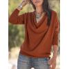 imageLYANER Womens Draped Cowl Neck Long Sleeve Tunic Blouse TopBrick Red