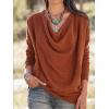 imageLYANER Womens Draped Cowl Neck Long Sleeve Tunic Blouse TopBrick Red