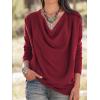 imageLYANER Womens Draped Cowl Neck Long Sleeve Tunic Blouse TopBurgundy