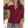 imageLYANER Womens Draped Cowl Neck Long Sleeve Tunic Blouse TopBurgundy