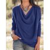 imageLYANER Womens Draped Cowl Neck Long Sleeve Tunic Blouse TopDeep Blue